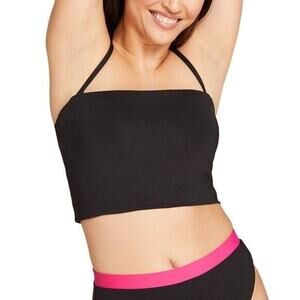 NWT Andie Swim The Aruba Bandeau Halter Tie Swim Stretch Top Adjustable XS Black